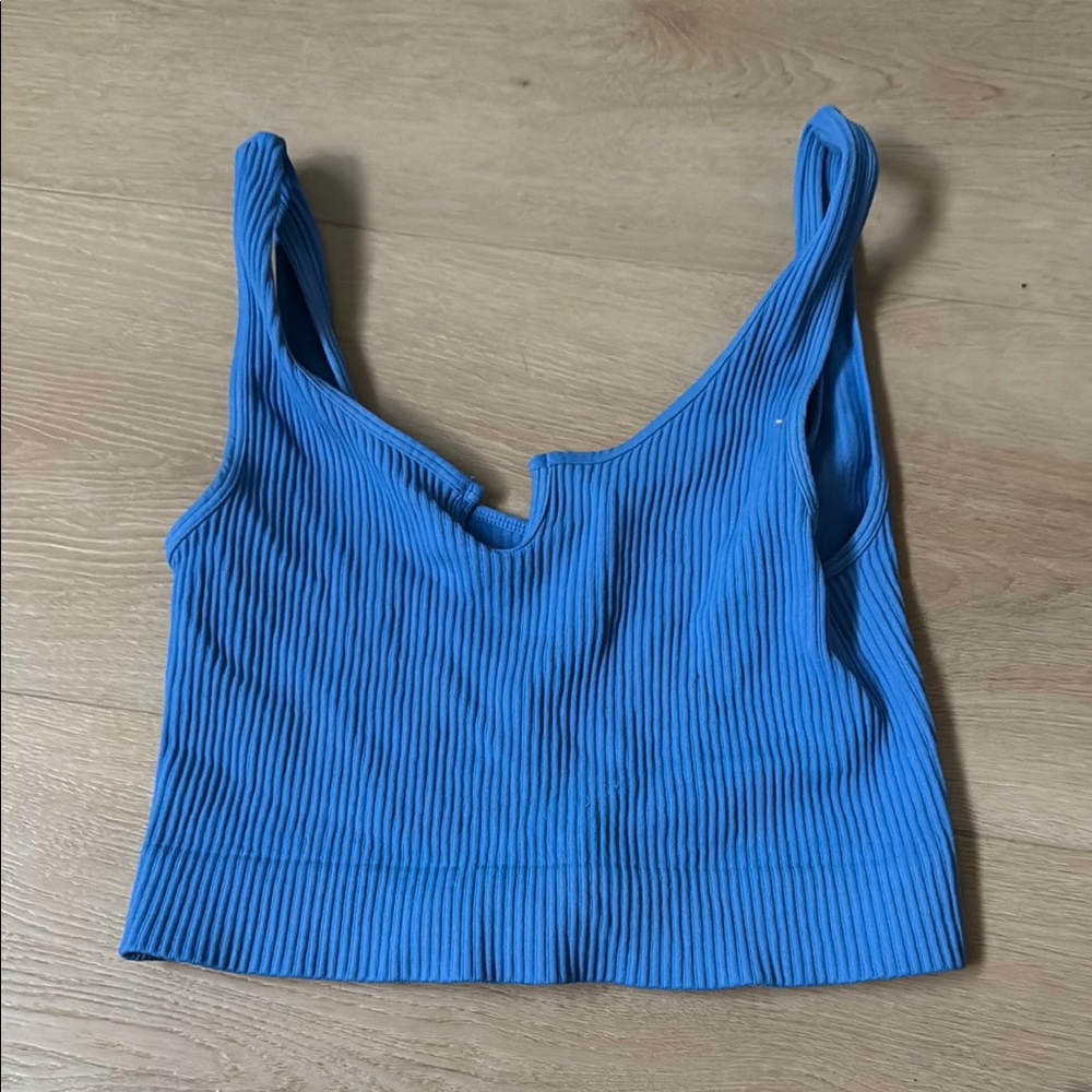 Blue Ribbed Women's Top